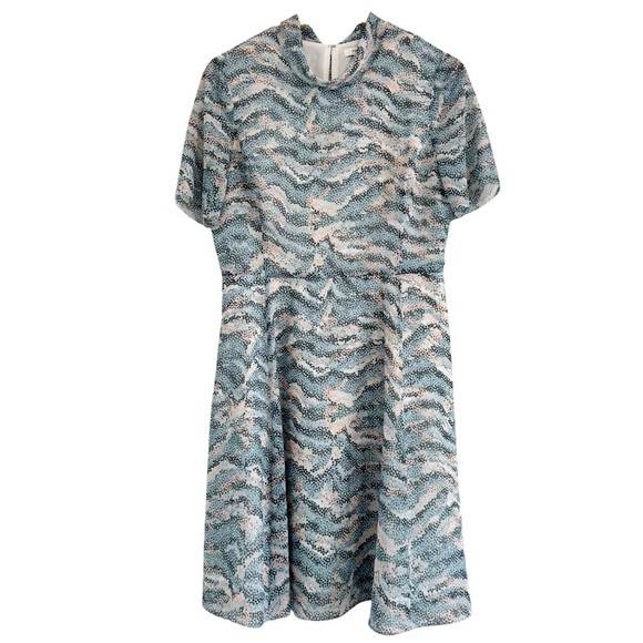 REISS Somerset Printed Dress Soft Green 8 - Picture 4 of 16